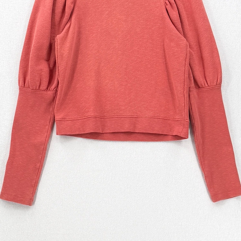 Ulla Johnson Sweatshirt Women Large Coral Pink Puff Sleeve Cotton Crewneck - Picture 7 of 12